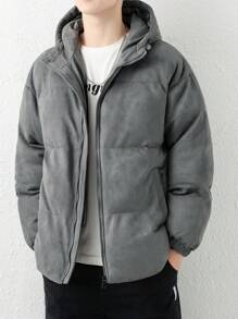 Áo khoác có mũ trùm đầu có khóa kéo dành cho nam - Xám - Xem 1