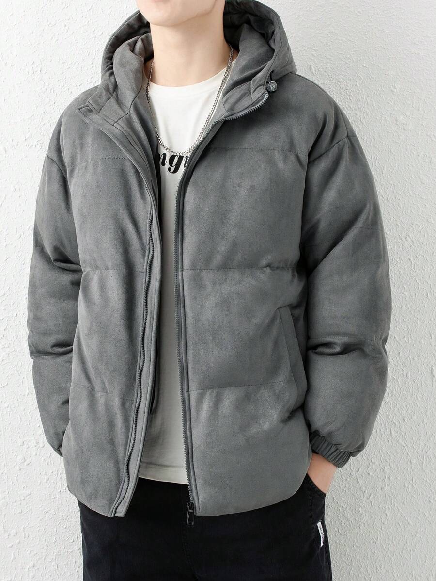Áo khoác có mũ trùm đầu có khóa kéo dành cho nam - Xám - Xem 1