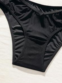 Conjunto de lencería con corte de sujetador & panty y soporte debajo del pecho - Negro - Ver 3