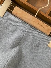 SHEIN Young Girl Geo Pattern Knit Pants - Light Grey - View 5