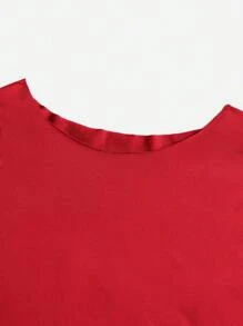 SHEIN EZwear Top tank crop unicolor fruncido - Rojo - Ver 5