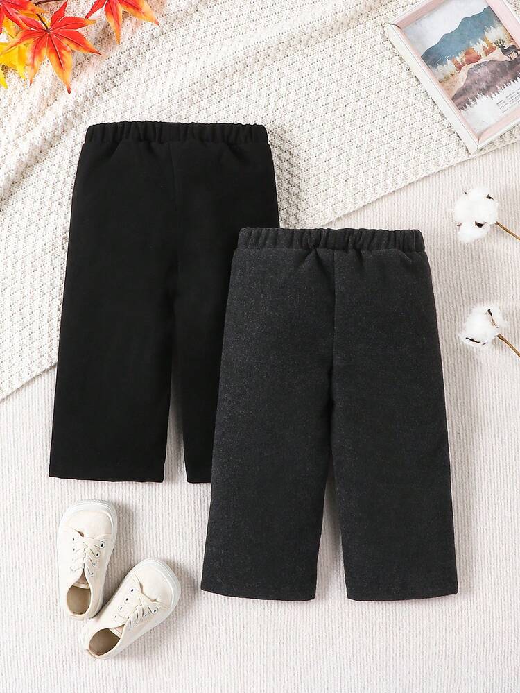 Baby Girl 2pcs Solid Elastic Waist Pants