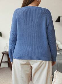 Flirla 大碼套頭毛衣 - 藍色 - 查看 3