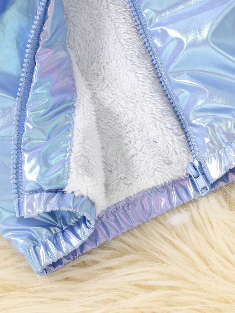 Baby Boy Zip Up Teddy Lined Hooded Holographic Jacket