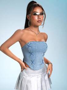 SHEIN ICON Top bandeau unicolor mezclilla