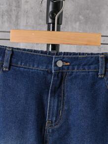 SHEIN Tween Boy Flap Pocket Side Cargo Jeans - Medium Wash - View 4