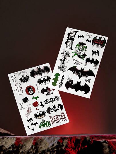 BATMAN X SHEIN Bat Pattern Temporary Tattoo Sticker Suitable For Daily Use