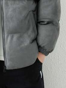 Áo khoác có mũ trùm đầu có khóa kéo dành cho nam - Xám - Xem 3