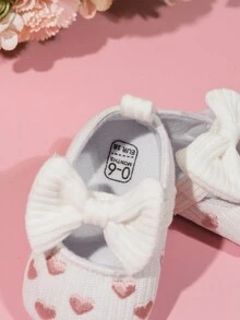 迷人的公主平底鞋帶心形蝴蝶結裝飾用品適合婚禮和派對 - 白色 - 查看 6