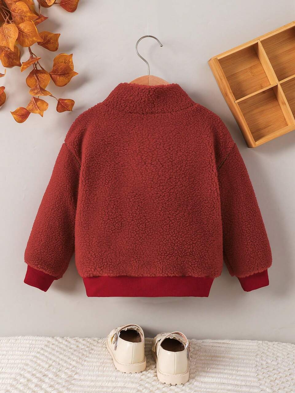 Young Girl Slogan Patched Half Zip Teddy Sweatshirt