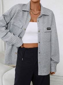 SHEIN EZwear Mantel Buchstabe Flicken Detail Drop Shoulder Pattentasche