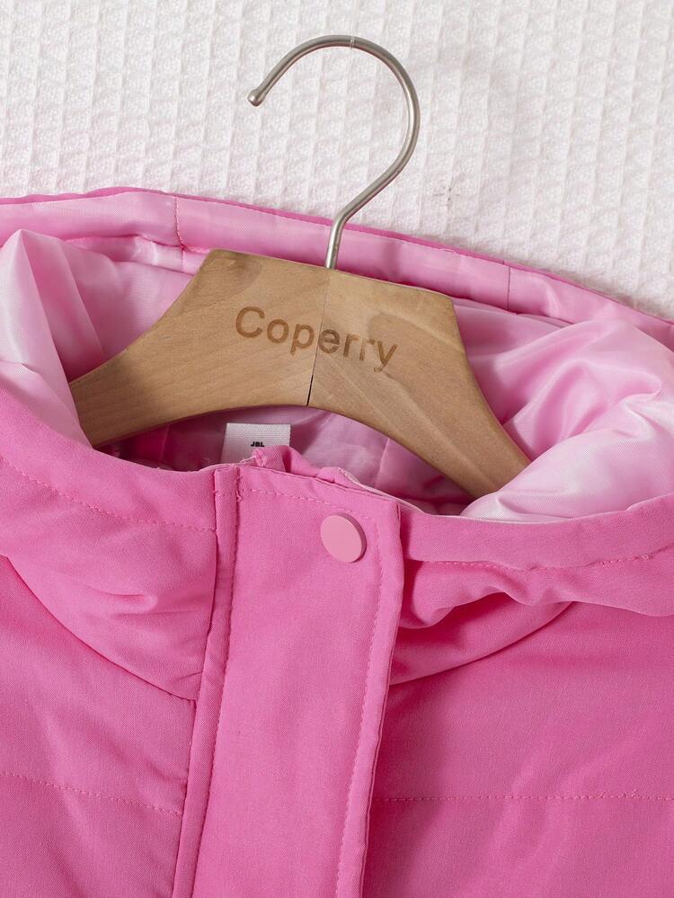 Teen Girl Drop Shoulder Hooded Belted Padded Coat