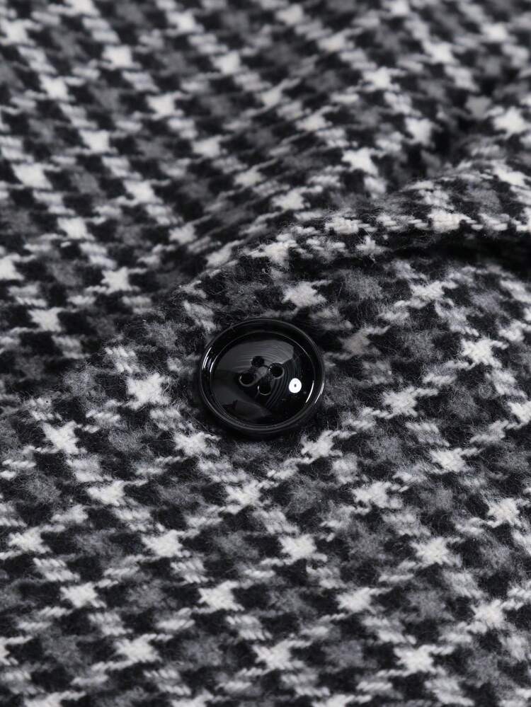Men Houndstooth Single Button Blazer