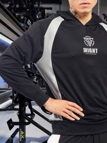 Gym Rark Áo nỉ thể thao nam có mũ, phối màu tương phản, in chữ. - màu đen - Xem 4