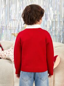 SHEIN 男童 1 件圣诞麋鹿图案毛衣