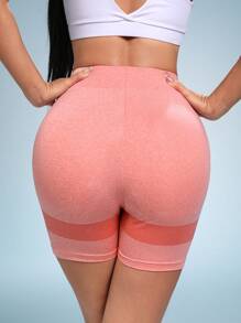 SHEIN Unity Contrast Panel Biker Shorts - Pink - View 5