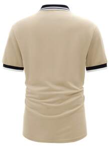 Manfinity Mode Men Contrast Trim Polo Shirt - Khaki - View 2