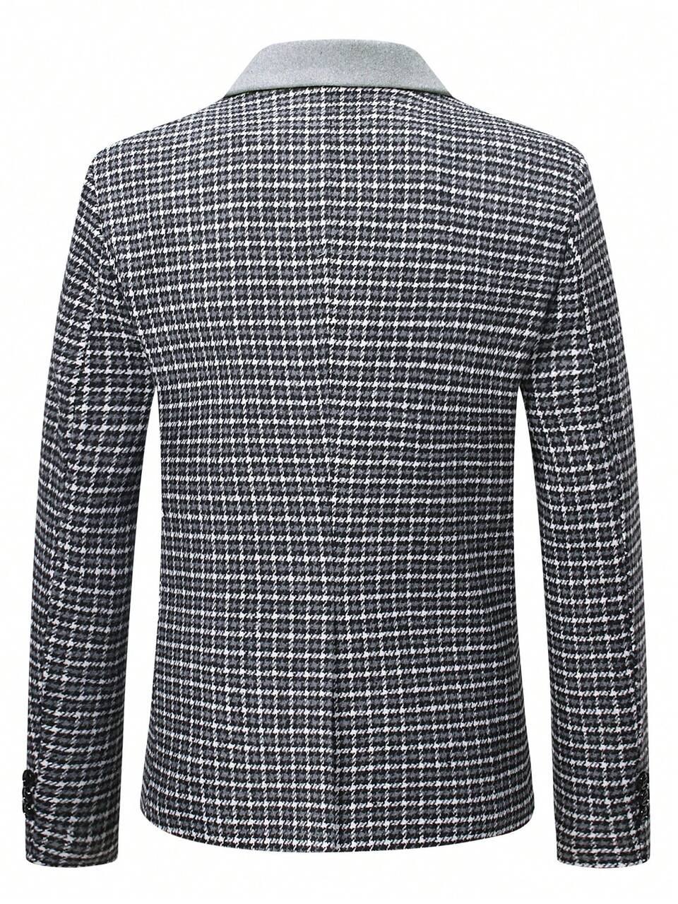 Men Houndstooth Single Button Blazer