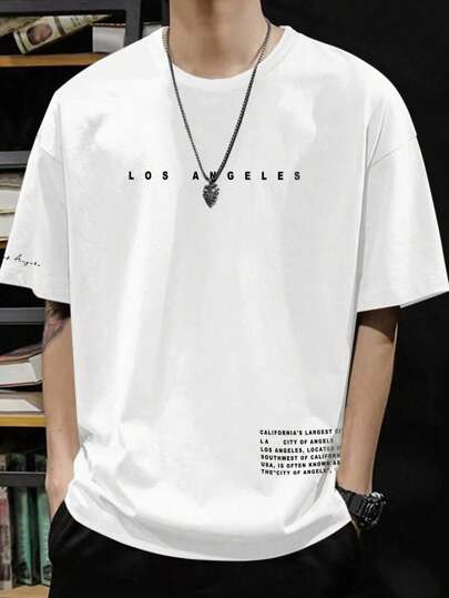 Manfinity Homme Men T-Shirts Fit Crew Neck Short Sleeve Slogan Tee Casual