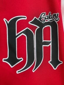 Tween Boy 1pc Letter Graphic Two Tone Varsity Jacket - Multicolor - View 6