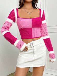 SHEIN EZwear 女士毛衣 - 玫紅色 - 查看 3