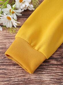 SHEIN EZwear Chất rắn Lót nhiệt Áo nỉ - Màu vàng - Xem 4