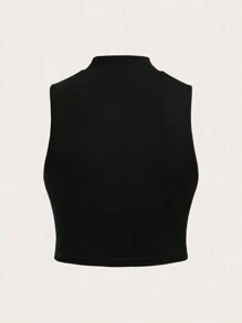 SHEIN ICON Top tank crop reflectante estampado de esqueleto - Negro - Ver 3