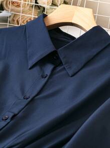 Celure 大碼燈籠袖腰帶襯衫連體褲