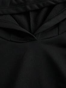 SHEIN EZwear Áo hoodie trễ vai có chi tiết ren họa tiết Halloween, áo dài tay cho mùa thu/đông - màu đen - Xem 4