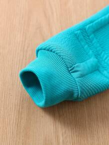 Baby Boy Letter Embossed Long Sleeve Sweatshirt And Sweatpants Set, Autumn