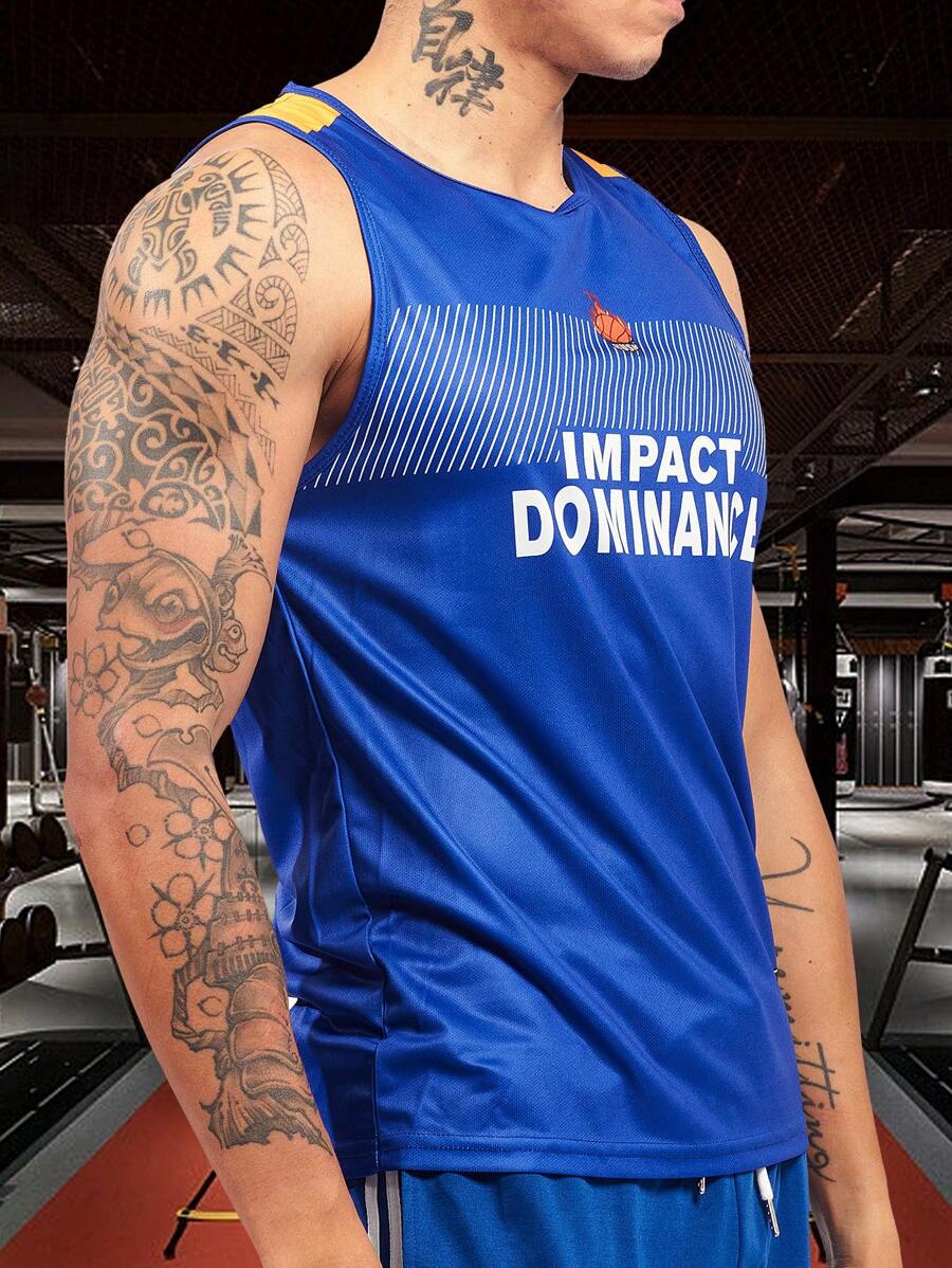 Manfinity Sport Corelite Camiseta de tirantes deportiva con gráfico de letras para hombres, parte superior de gimnasio para hombres - Multicolor - Ver 1