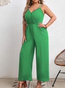 SHEIN VCAY Talla grande Mono de tirantes de pierna ancha unicolor