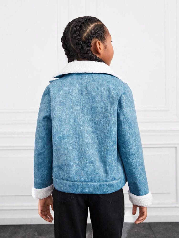 Tween Girl Teddy Lined Zip Up Jacket