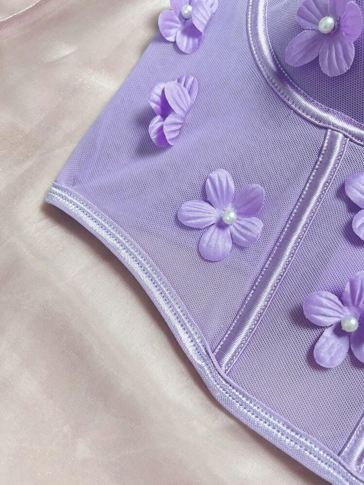 Myrelith 花卉刺繡立體內托胸罩內衣 - 紫丁香色 - 查看 3