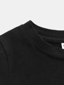 Baby Boys Solid V Neck Tee - Black - View 3