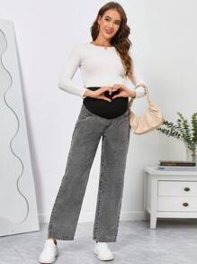 SHEIN Maternidad Jeans de pierna ancha