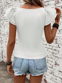 SHEIN Clasi Solid Butterfly Sleeve Tee