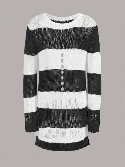 Robe Pull À Rayures Déchiré (Sans Ceinture)