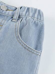 SHEIN Explorewe 女童（小）牛仔褲 - 中等水洗藍 - 查看 5