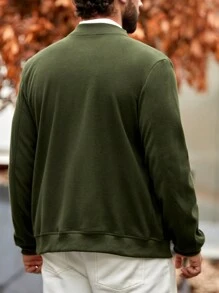 Manfinity Homme Men Solid Zip Up Overcoat - Green - View 2