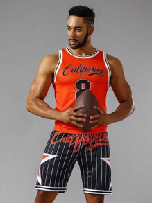 Manfinity Sport Corelite Bộ đồ thể thao họa tiết sọc & chữ cái cho nam, Bộ đồ thể thao, Bộ đồ thể thao - Nhiều màu - Xem 1