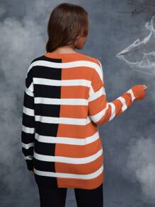 SHEIN Maternity Striped Pattern Drop Shoulder Sweater, For Winter - Multicolor - View 2