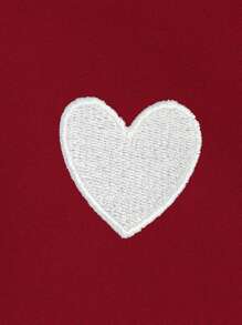 INAWLY Heart Print Thermal Lined Sweatshirt,Long Sleeve Tops Graduation,Back To School Outfits,Graduation,Teacher Outfits For Women,Back To School - Burgundy - View 5