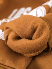 SHEIN 女小童籃球和字母圖案加絨內裏運動衫