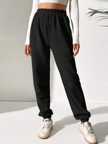 SHEIN Tall Quần bó sát lưng thun chắc chắn - màu đen - Xem 3