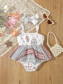 蕾絲拼接佩斯利花紋嬰童（女）洋裝 - 彩色 - 查看 1