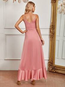 SHEIN Belle Ruffle Trim Asymmetrical Hem Bridesmaid Dress