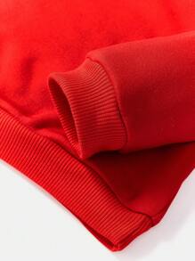 Baby Girl Floral & Letter Graphic Thermal Lined Sweatshirt - Red - View 5