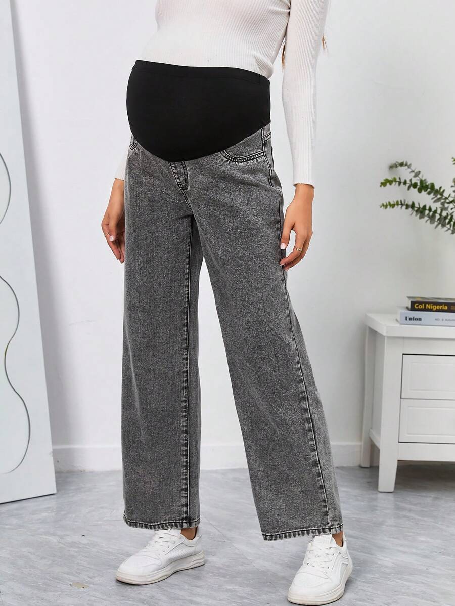 SHEIN Maternidad Jeans de pierna ancha