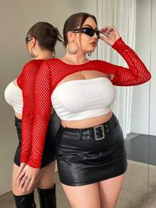 SHEIN ICON Plus Top Très Court En Résille (Sans Top Bandeau)